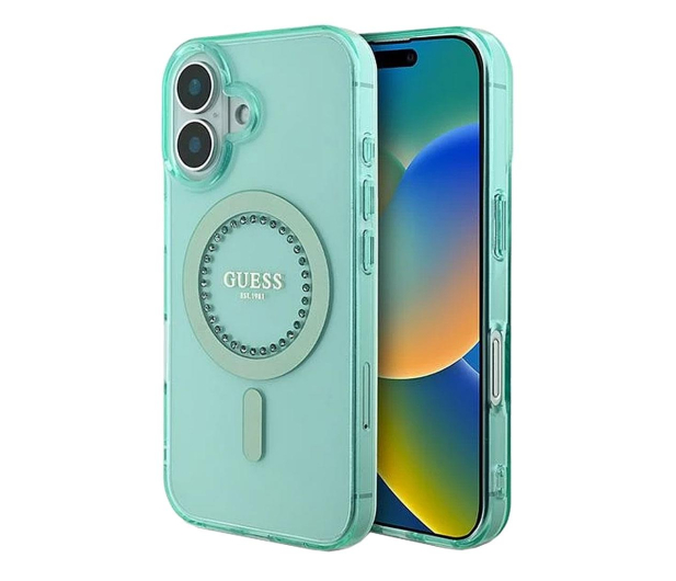 Guess IML Rhinestones do iPhone 16 zielony - 1279109 - zdjęcie
